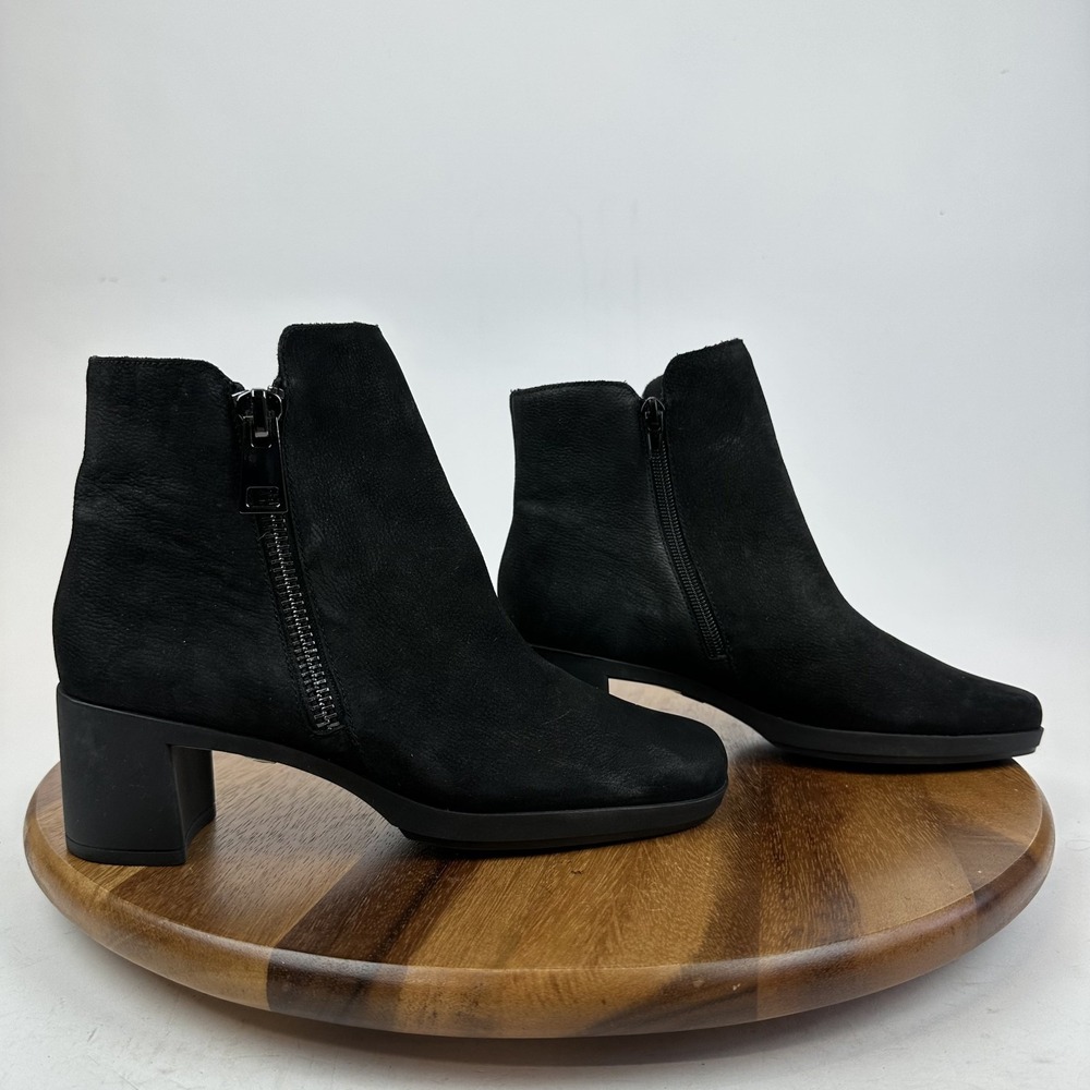 New Womens Munro Devon Black Nubuck Zip Casual Heel Ankle Booties Size 8 SS NWOB
